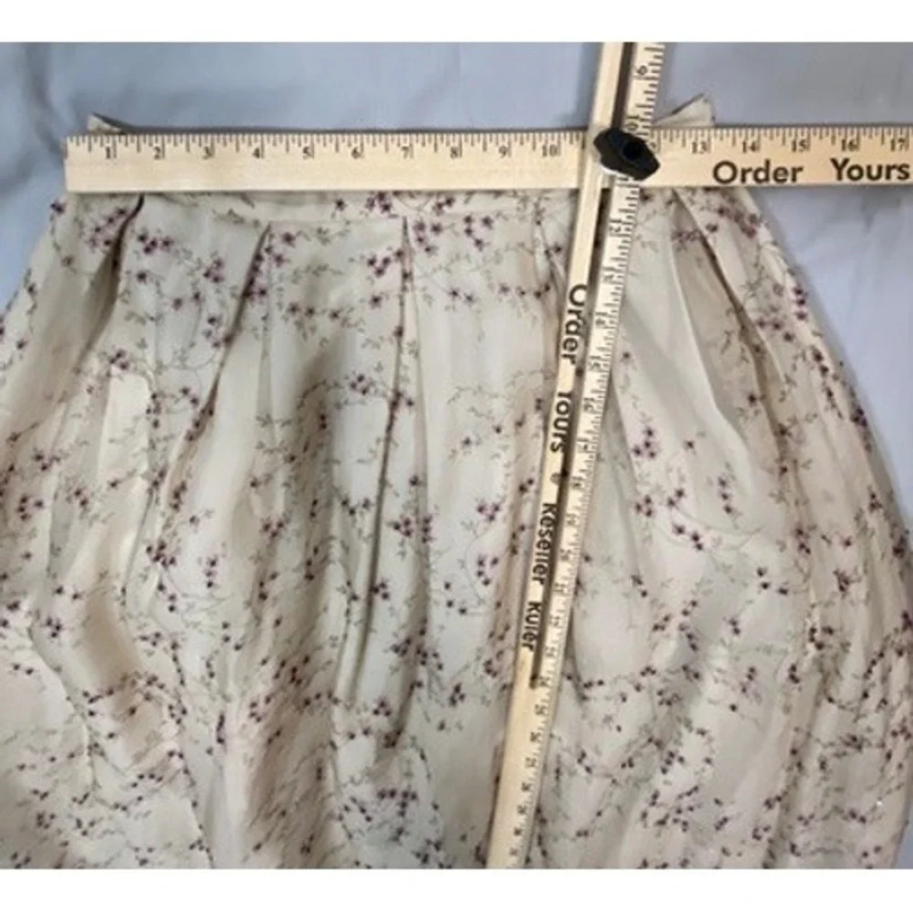 Silk Club Collection Vintage 100% Silk Floral Maxi Skirt Cream Purple Womens 6